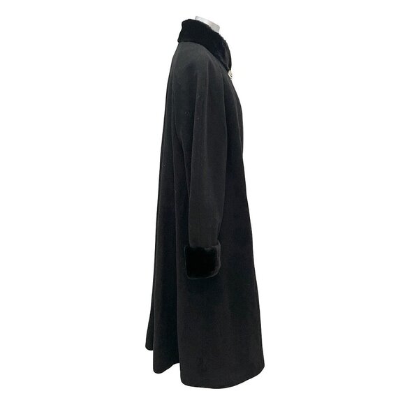 John Weitz Vintage Wool Trench Coat – Faux Fur Trim Gold Button Accent Size 12P - Picture 4 of 9